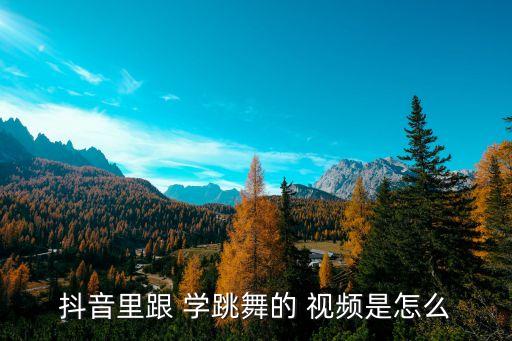 抖音里跟 学跳舞的 视频是怎么