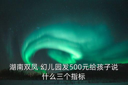 湖南双凤 幻儿园发500元给孩子说什么三个指标