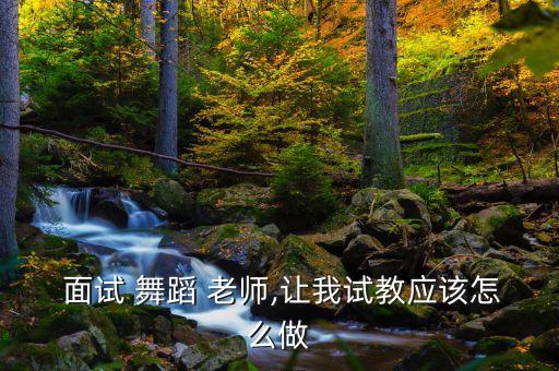  面试 舞蹈 老师,让我试教应该怎么做
