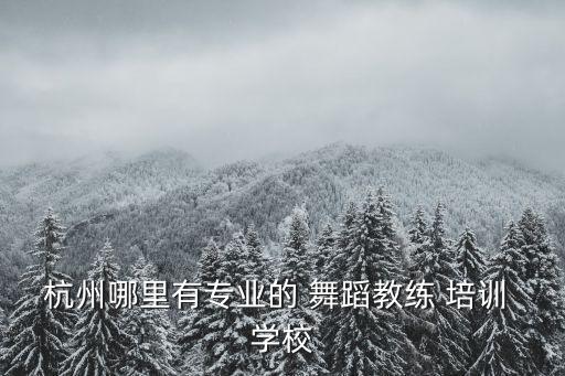 杭州哪里有专业的 舞蹈教练 培训 学校