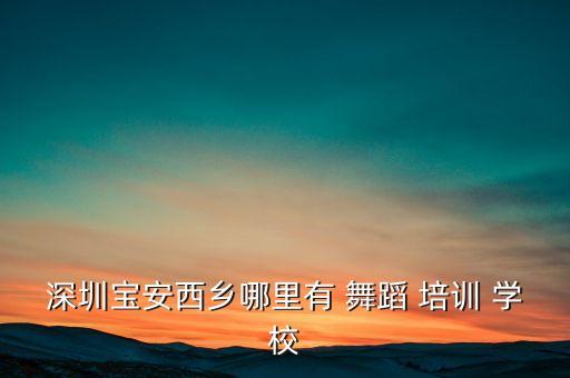 深圳宝安西乡哪里有 舞蹈 培训 学校