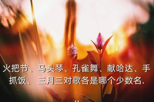 火把节、马头琴、孔雀舞、献哈达、手抓饭、 三月三对歌各是哪个少数名...