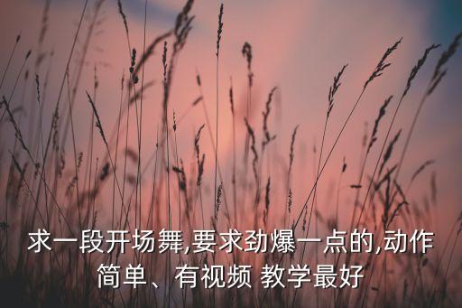 求一段开场舞,要求劲爆一点的,动作简单、有视频 教学最好