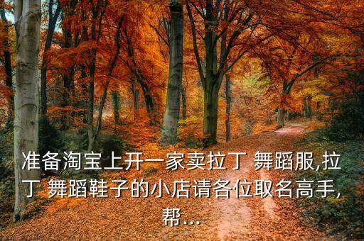 准备淘宝上开一家卖拉丁 舞蹈服,拉丁 舞蹈鞋子的小店请各位取名高手,帮...