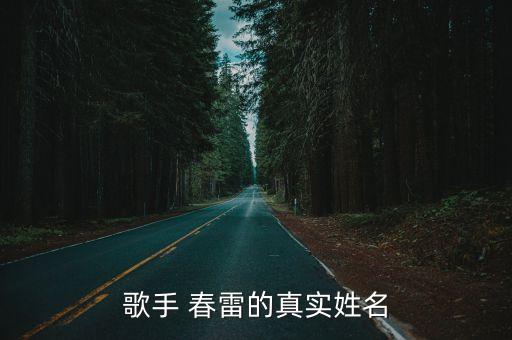 歌手 春雷的真实姓名