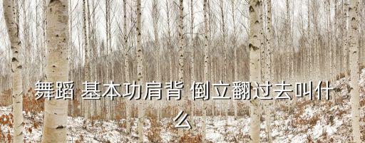  舞蹈 基本功肩背 倒立翻过去叫什么