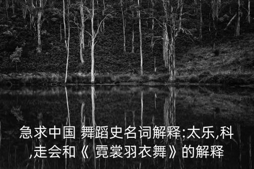 急求中国 舞蹈史名词解释:太乐,科,走会和《 霓裳羽衣舞》的解释