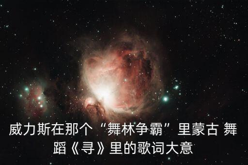 威力斯在那个“舞林争霸”里蒙古 舞蹈《寻》里的歌词大意
