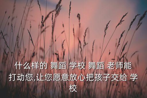 什么样的 舞蹈 学校 舞蹈 老师能打动您,让您愿意放心把孩子交给 学校