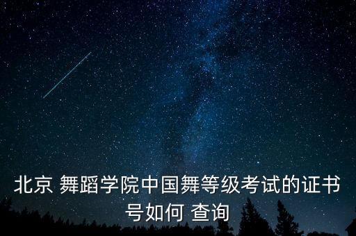北京 舞蹈学院中国舞等级考试的证书号如何 查询