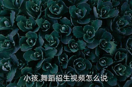 小孩 舞蹈招生视频怎么说