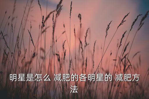 明星是怎么 减肥的各明星的 减肥方法
