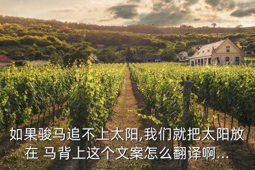 如果骏马追不上太阳,我们就把太阳放在 马背上这个文案怎么翻译啊...