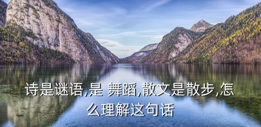 诗是谜语,是 舞蹈,散文是散步,怎么理解这句话