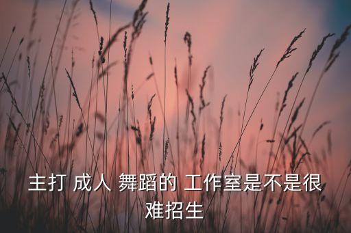 主打 成人 舞蹈的 工作室是不是很难招生