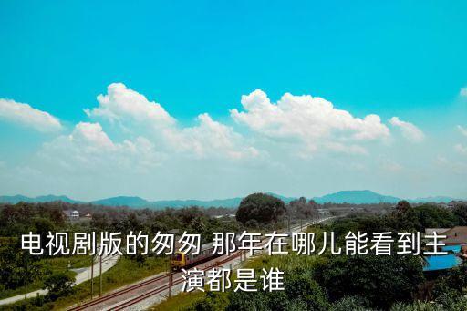 电视剧版的匆匆 那年在哪儿能看到主演都是谁