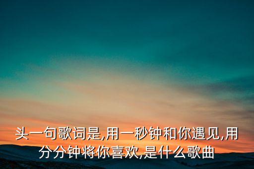 头一句歌词是,用一秒钟和你遇见,用分分钟将你喜欢,是什么歌曲