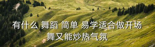 有什么 舞蹈 简单 易学适合做开场舞又能炒热气氛