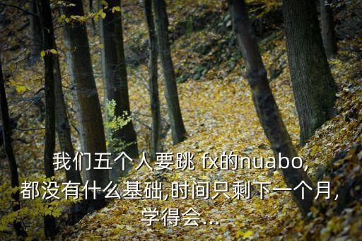 我们五个人要跳 fx的nuabo,都没有什么基础,时间只剩下一个月,学得会...