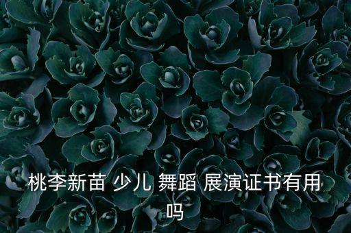 桃李新苗 少儿 舞蹈 展演证书有用吗