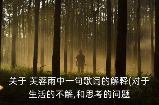 关于 芙蓉雨中一句歌词的解释(对于生活的不解,和思考的问题