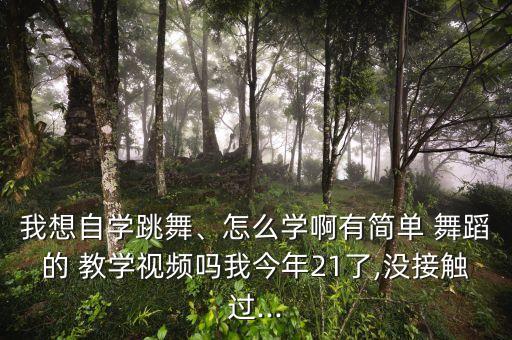 我想自学跳舞、怎么学啊有简单 舞蹈的 教学视频吗我今年21了,没接触过...