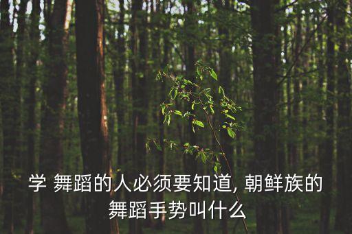 学 舞蹈的人必须要知道, 朝鲜族的 舞蹈手势叫什么