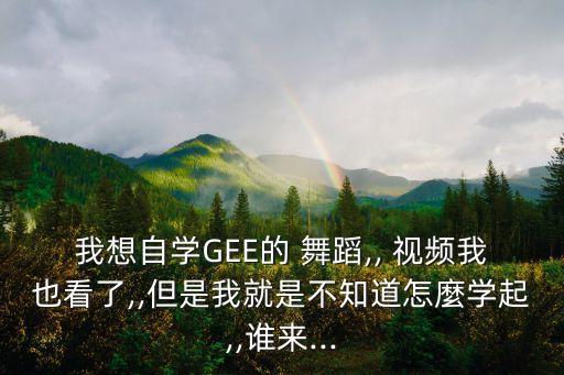 我想自学GEE的 舞蹈,, 视频我也看了,,但是我就是不知道怎麼学起,,谁来...