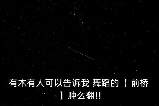 有木有人可以告诉我 舞蹈的【 前桥】肿么翻!!