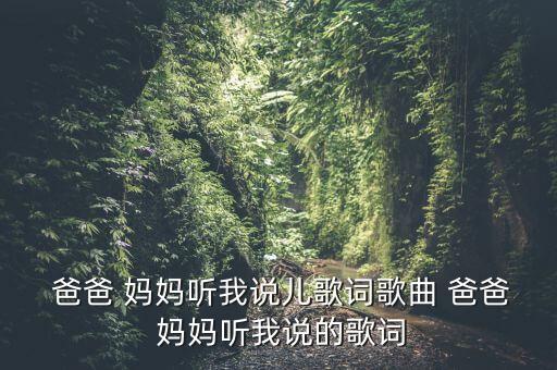  爸爸 妈妈听我说儿歌词歌曲 爸爸 妈妈听我说的歌词