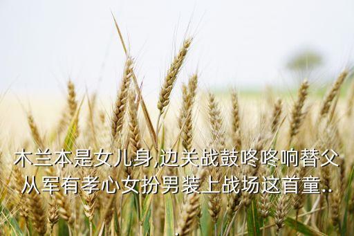 木兰本是女儿身,边关战鼓咚咚响替父从军有孝心女扮男装上战场这首童...