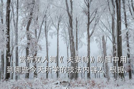 舞蹈《夫妻哨》,演员准确把握住人物细微之处