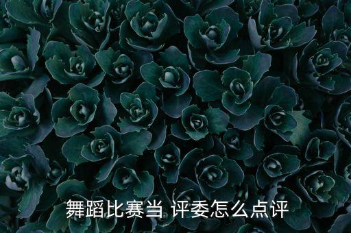  舞蹈比赛当 评委怎么点评