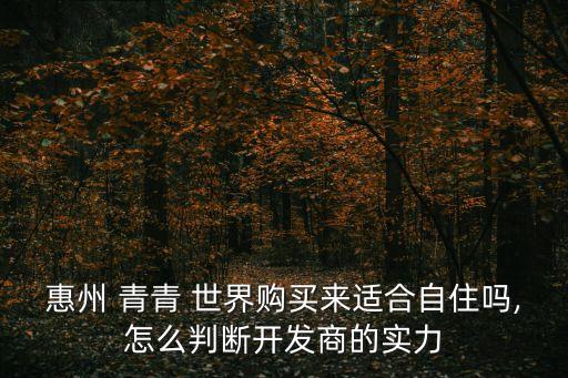 惠州 青青 世界购买来适合自住吗,怎么判断开发商的实力