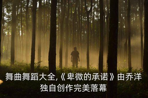 红歌舞曲舞蹈大全,《卑微的承诺》由乔洋独自创作完美落幕