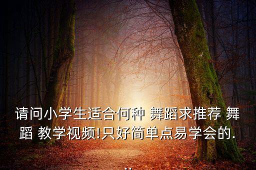 请问小学生适合何种 舞蹈求推荐 舞蹈 教学视频!只好简单点易学会的...