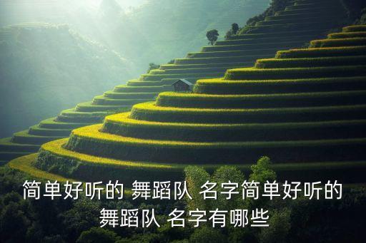 简单好听的 舞蹈队 名字简单好听的 舞蹈队 名字有哪些