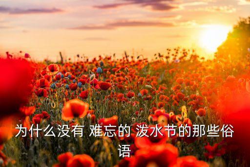 为什么没有 难忘的 泼水节的那些俗语