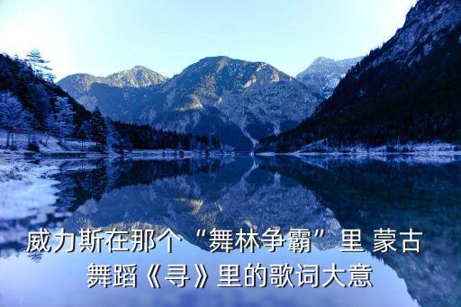 威力斯在那个“舞林争霸”里 蒙古 舞蹈《寻》里的歌词大意
