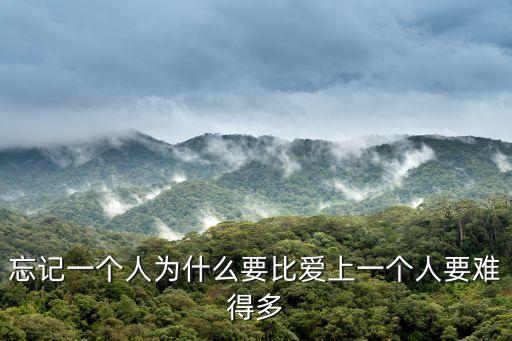 忘记一个人为什么要比爱上一个人要难得多