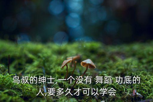 鸟叔的绅士,一个没有 舞蹈 功底的人,要多久才可以学会