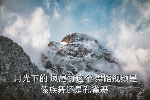  月光下的 凤尾竹这个 舞蹈视频是傣族舞还是孔雀舞