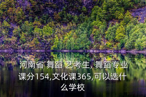  河南省 舞蹈 艺考生, 舞蹈专业课分154,文化课365,可以选什么学校