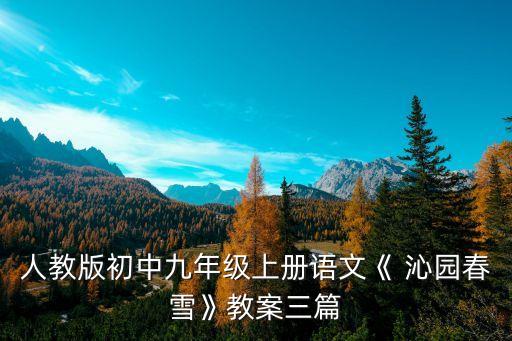 人教版初中九年级上册语文《 沁园春雪》教案三篇