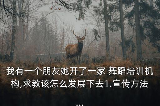 我有一个朋友她开了一家 舞蹈培训机构,求教该怎么发展下去1.宣传方法...