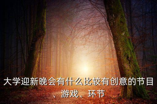 大学迎新晚会有什么比较有创意的节目、游戏、环节