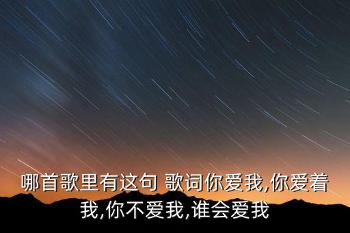 哪首歌里有这句 歌词你爱我,你爱着我,你不爱我,谁会爱我