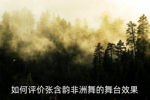 如何评价张含韵非洲舞的舞台效果
