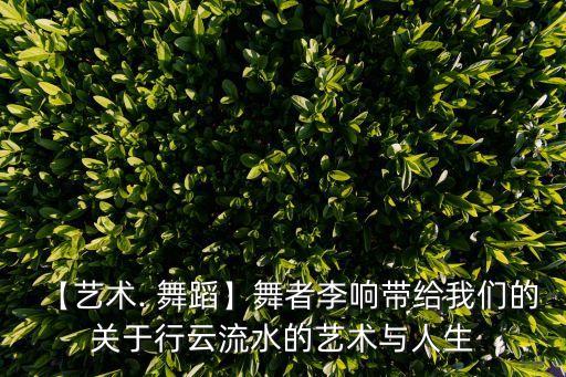 【艺术. 舞蹈】舞者李响带给我们的关于行云流水的艺术与人生