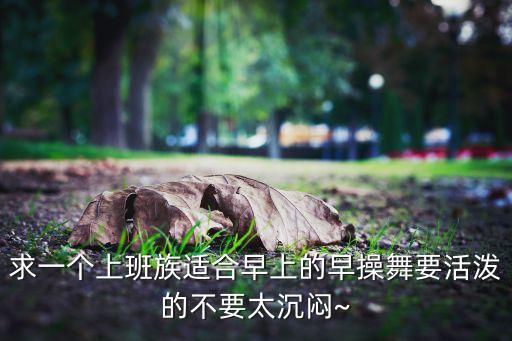 求一个上班族适合早上的早操舞要活泼的不要太沉闷~